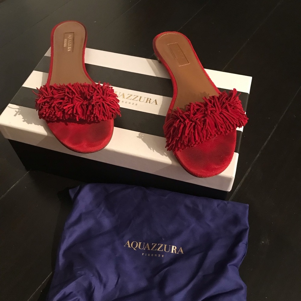 Aquazzura Red Slides - Like New - image 4